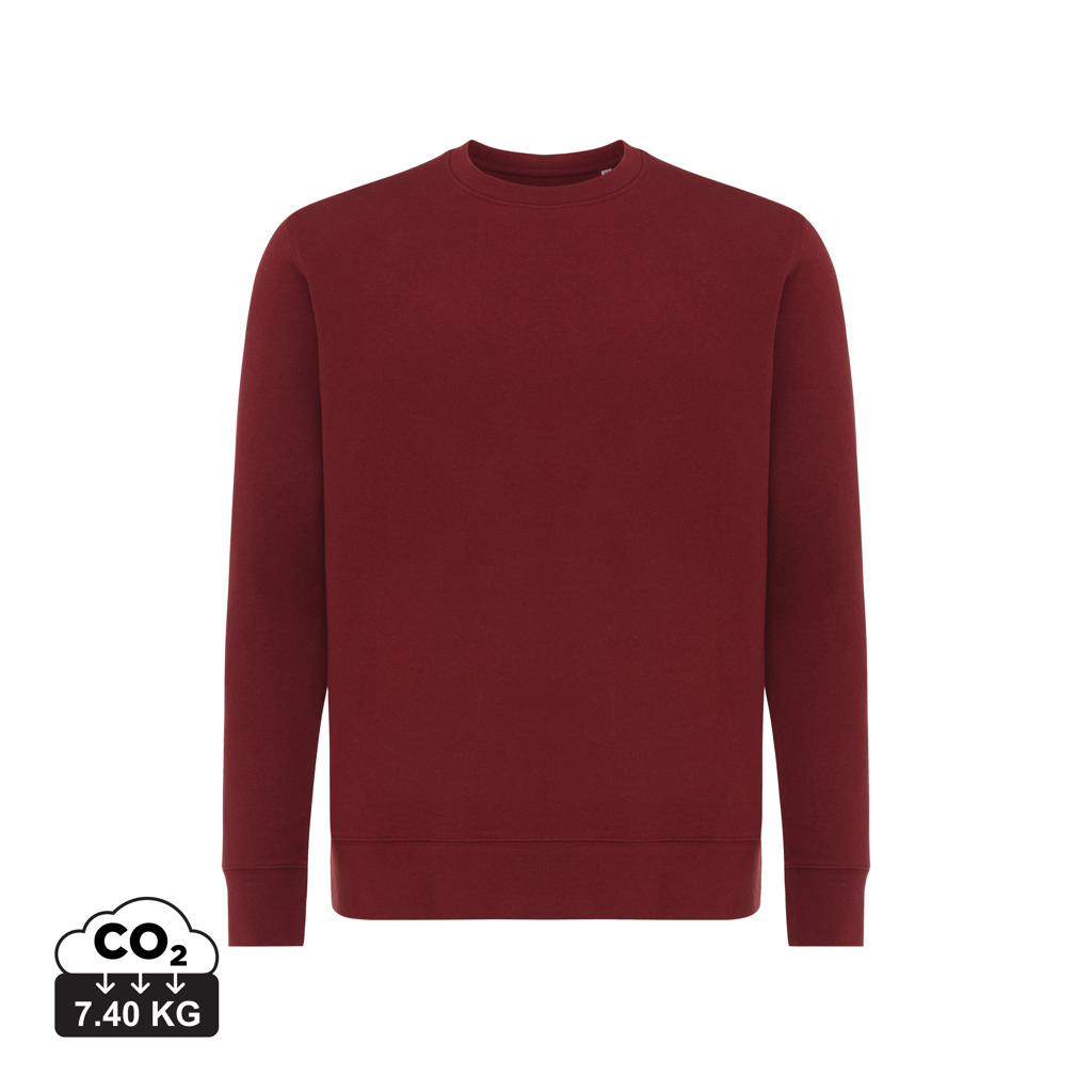 Sweater publicitaire unisexe à col rond coton bio Etosha Iqoniq rouge bordeaux